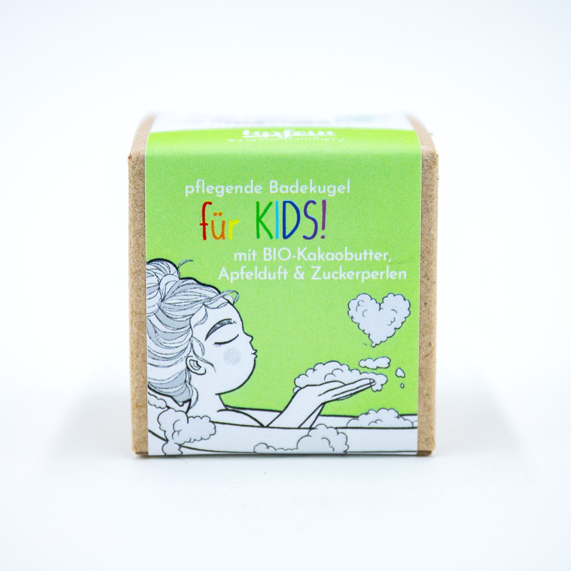 Lipfein Für KIDS! - Pflegende Badekugel mit Apfelduft und Zuckerperlen