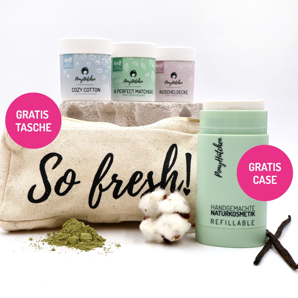 Deostick Kennenlern-Set - 1x Cozy Cotton, 1x A Perfect Match(a), 1x Kuscheldecke (inkl. Tasche und Case) - ponyhütchen